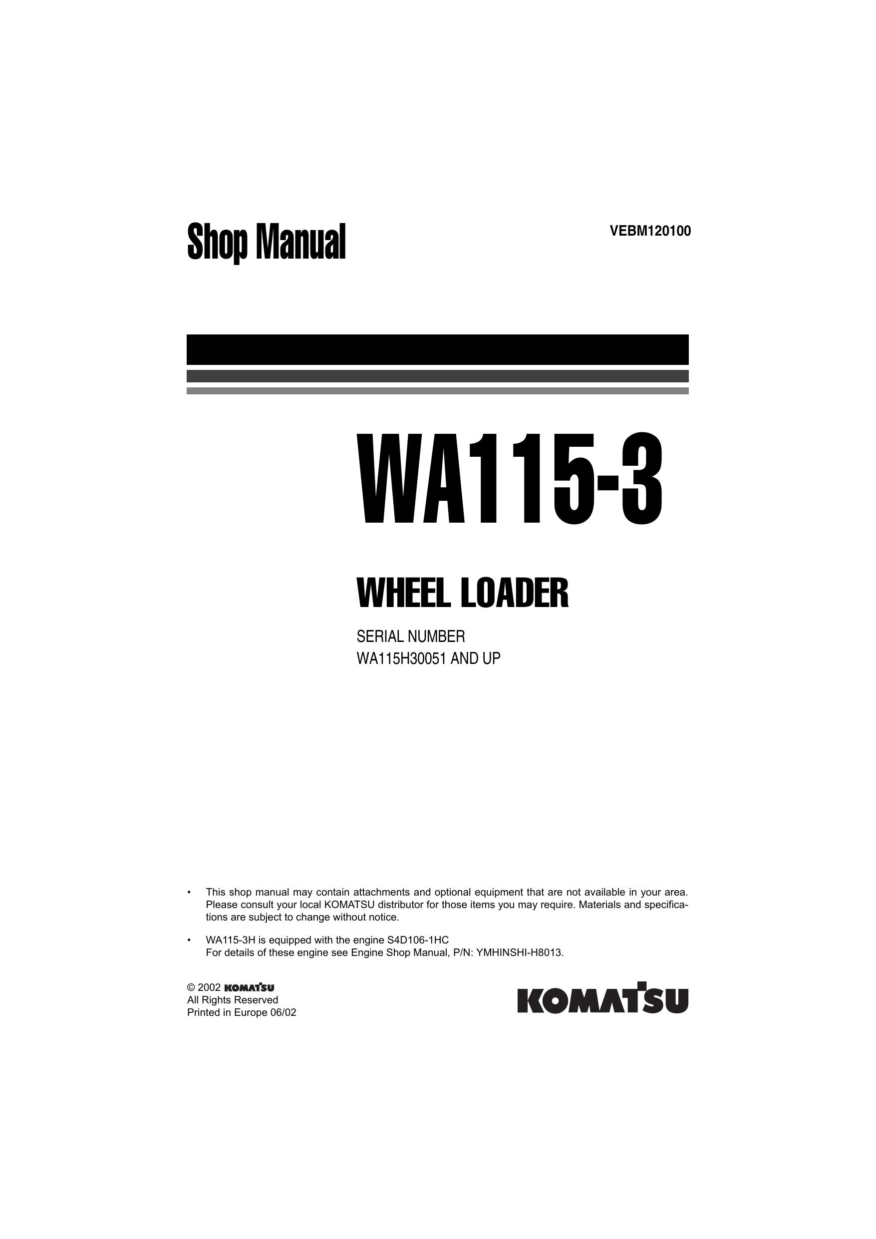 WA115-3 Shop Manual